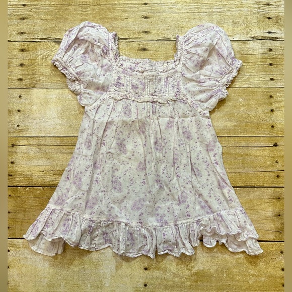 Doen Other - DOEN Floral Girls Smocked Dress in Purple/White